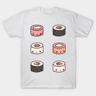 Kawaii Sushi Roll Pattern T-Shirt